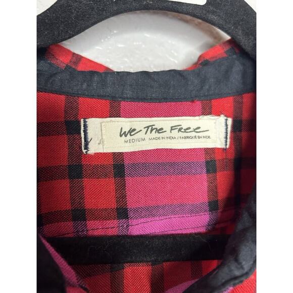 Free People Pacific Dawn Plaid Wool Blend Shirt Drawstring Waist Snap Front Med - Picture 2 of 10